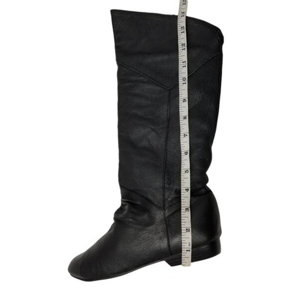 Crossroads Womens Boots Black Leather Block Heels Pull On Pointed Toe Flat 8 W - Picture 6 of 11